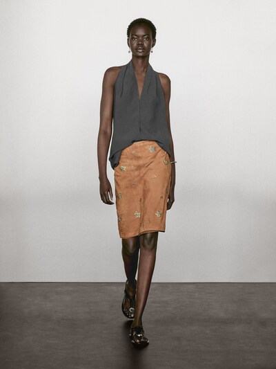 Zara Юбка-миди из замши