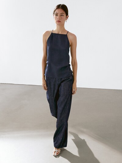 Zara Топ с прямым горловым вырезом из смесового льна