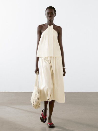 Zara Топ в полоску из смесового хлопка