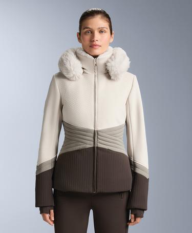 Zara Утепленная куртка для горных лыж суперплотной посадки, защищенная от воды с блоками цветов PRIMALOFT®