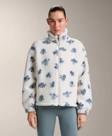 Куртка из искусственной овчины с цветочным принтом