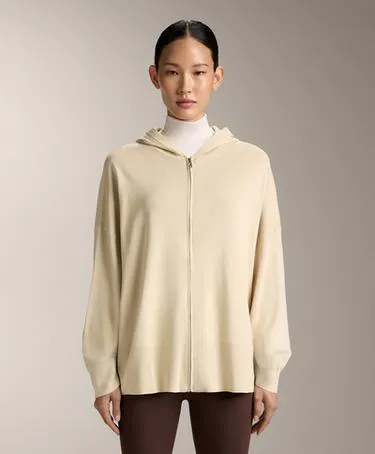 Длинная вязаная куртка с капюшоном- Заказать в России