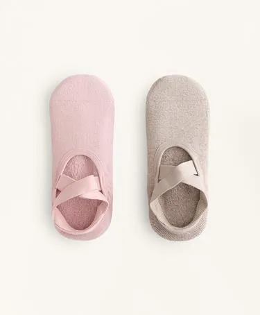 Oysho 2 PAIRS OF COTTON BLEND YOGA AND PILATES SOCKS WITH CROSSOVER STRAPS