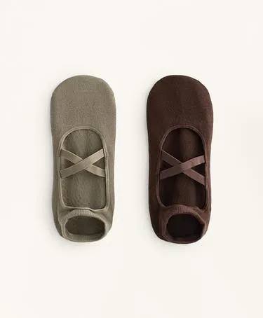 Oysho 2 пары носков из смесового хлопка с резинками для йоги и пилатеса