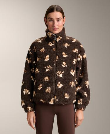 Zara Пушистая куртка с цветочным принтом из искусственного меха