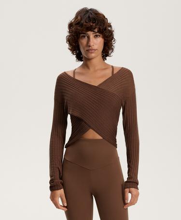 Zara Полупрозрачный тонкий вязаный свитер с перекрещивающимся рубашечным воротником