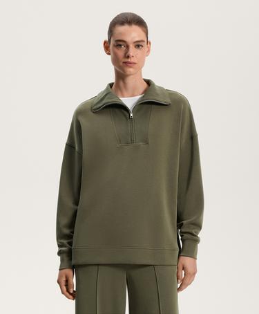 Zara Толстовка с молнией на половину длины из мягкого модала с ребристыми деталями