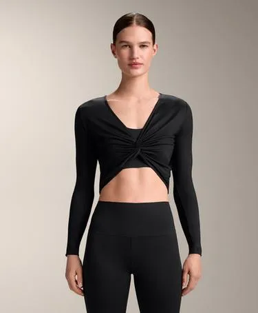 Футболка с длинным рукавом из лиоцелловой смеси с завязкой- Заказать в России