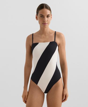 Zara Купальник бандо из пике в диагональную полоску