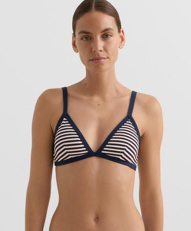 Zara Топ бикини с треугольными чашками в рельефную полоску с окантовкой