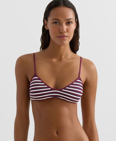 Zara Топ бикини с треугольными чашками из рельефной ткани в полоску