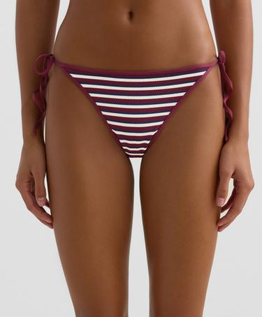 Zara Полуоткрытые плавки бикини из рельефной ткани в полоску с завязками