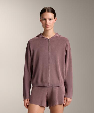 Zara Куртка из вязаного трикотажа в рубчик с капюшоном