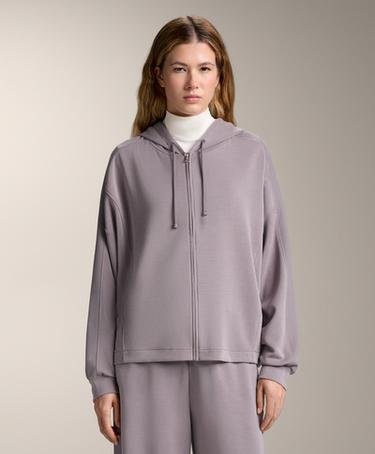 Zara Удлиненная куртка с капюшоном и деталью в рубчик из мягкого модала купить с доставкой.