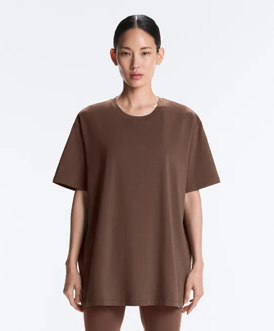 Футболка Oversize с короткими рукавами из смесового хлопка- Заказать в России