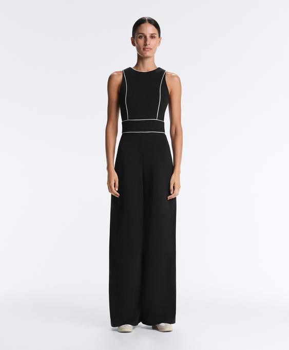 Zara Длинный комбинезон PIPING пике с хлопком