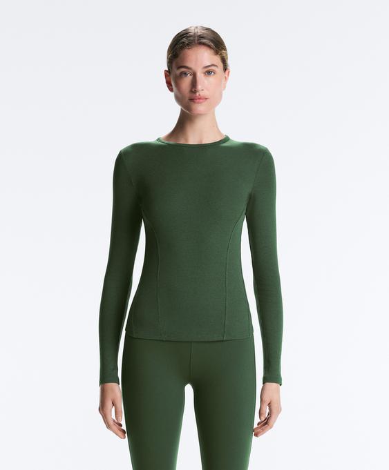 Zara Приталенный лонгслив RIB с хлопком и модалом купить с доставкой.