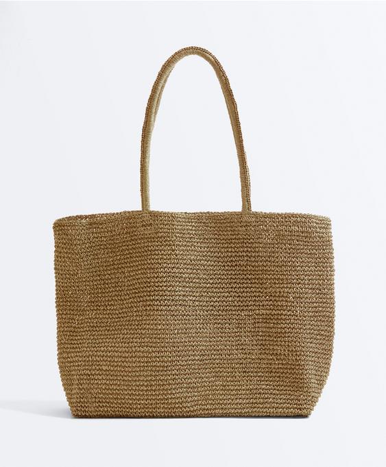 Zara MALA SHOPPER EM PAPEL ENTRANçADO купить с доставкой.