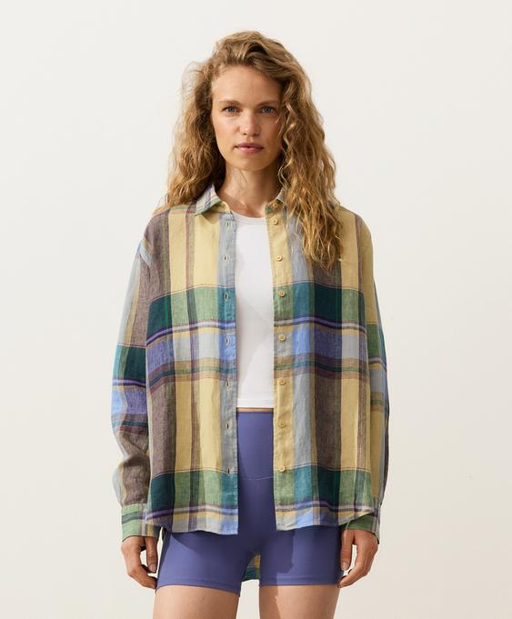 Zara Рубашка в клетку из 100%-го льна купить с доставкой.