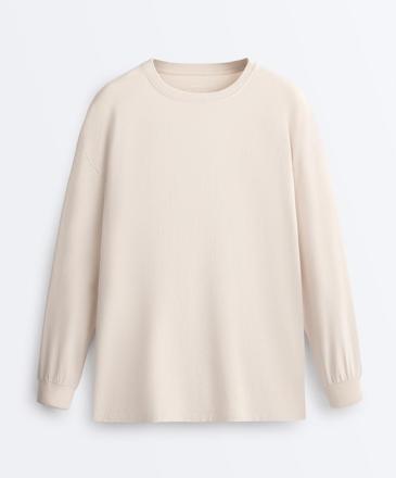 Zara Лонгслив оверсайз из смесового хлопка купить с доставкой.