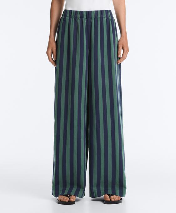 Zara Широкие брюки в полоску из смесового хлопка