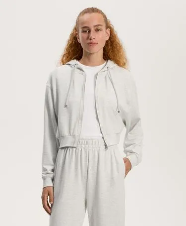 Короткая куртка с капюшоном из ткани с хлопком и модалом в рубчик- Заказать в России