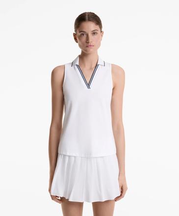 Zara Футболка без рукавов с воротником поло из ткани с хлопком