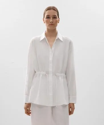100% LINEN LONG SHIRT WITH ADJUSTABLE WAIST