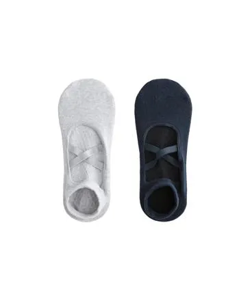 2 PAIRS OF COTTON BLEND YOGA AND PILATES SOCKS WITH CROSSOVER STRAPS