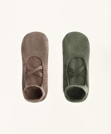 2 пары хлопковых носков для йоги и пилатеса с перекрещивающимися ремешками