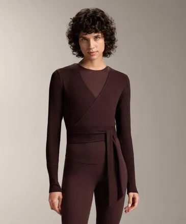 WRAP OVER RIB COTTON BLEND T-SHIRT