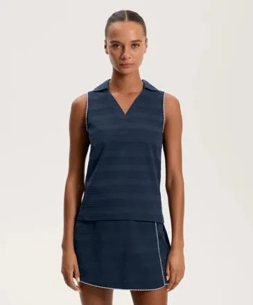 100% COTTON SLEEVELESS JACQUARD POLO SHIRT