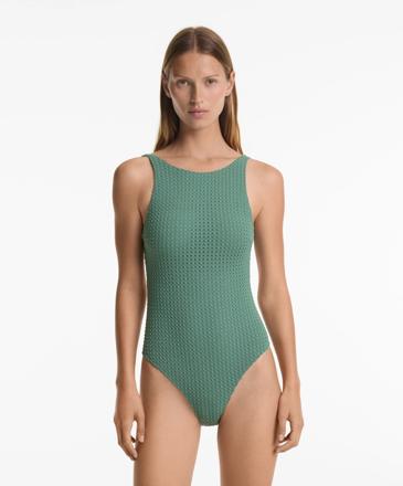 Zara Купальник на шею из пузырчатого крючка KHAKI