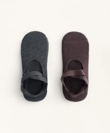 Носки для йоги и пилатеса из хлопкового смесового материала с перекрещивающимися ремешками и подушечкой, 2 пары- Заказать в России