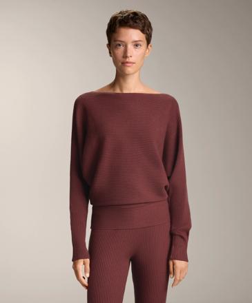 Zara Вязанный свитер с открытыми плечами и ребристой фактурой