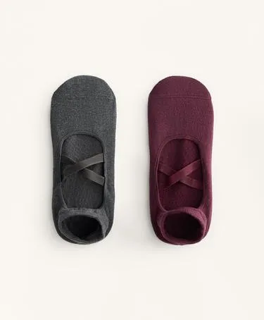 Носки для йоги и пилатеса из хлопкового микса, 2 пары, с перекрестными ремешками- Заказать в России