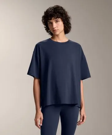 Майка с короткими рукавами из хлопково-вискозного смесового волокна