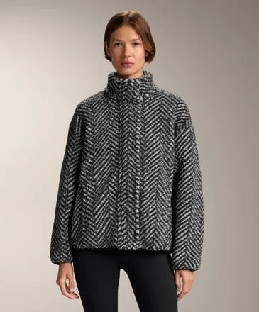 Толстая флисовая куртка в шерстяном орнаменте коконного кроя- Заказать в России