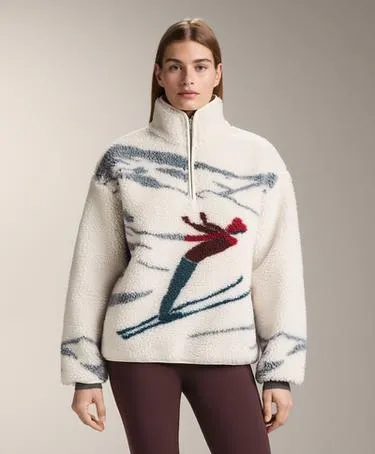 Куртка с застежкой на молнию и воротником-стойкой из искусственного меха для лыжников- Заказать в России