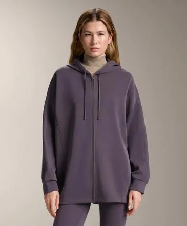 Длинная куртка с капюшоном и рёбрами из мягкого модала