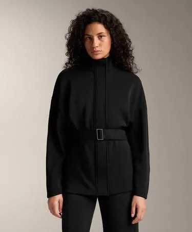 Длинный плащ с поясом из модала с начесом- Заказать в России