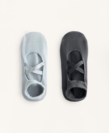 Zara 2 пары носков для йоги и пилатеса из хлопкового смесового материала с перекрещивающимися стяжками