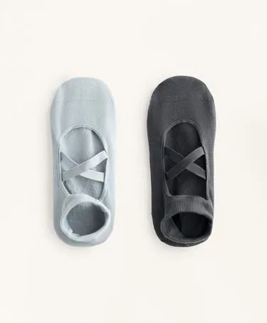 2 пары носков для йоги и пилатеса из хлопкового смесового материала с перекрещивающимися стяжками