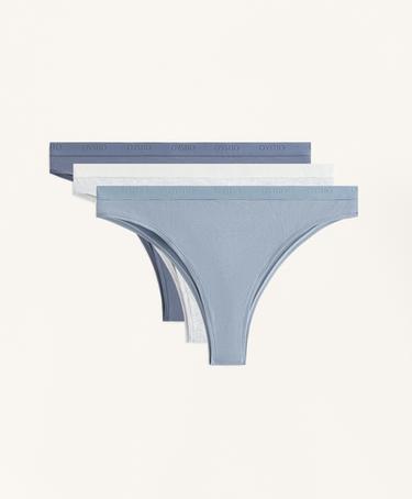 Zara 3 хлопковых бразильских трусиков с логотипом