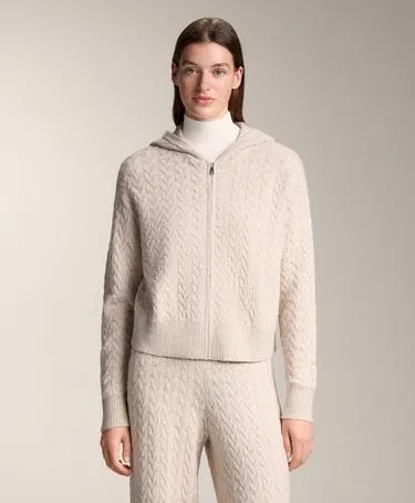 Кардиган с капюшоном из косички- Заказать в России