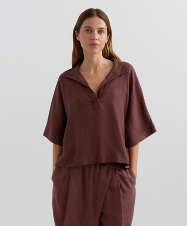 Zara Широкая рубашка из 100% льна с короткими рукавами купить с доставкой.