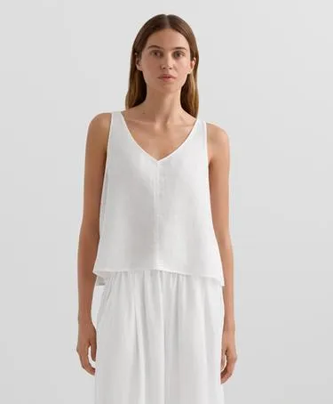 Топ с V-образным вырезом и бретелью из 100% льна- Заказать в России