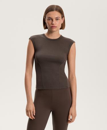 Zara Футболка коротких рукавов из рибаны с хлопком и модалом