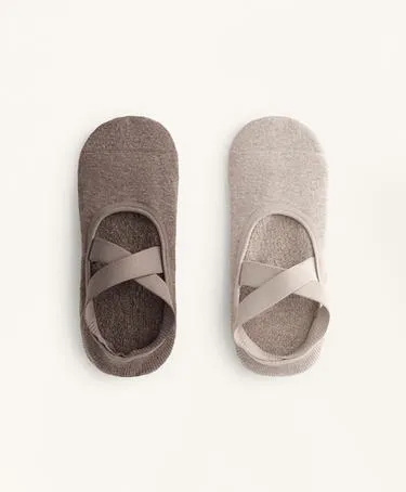 2 пары носков для йоги и пилатеса из хлопкового смесового материала с подушечками и перекрещивающимися ремешками- Заказать в России