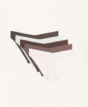 Zara 5 невидимых классических трусиков из плотного полиамида со срезом V